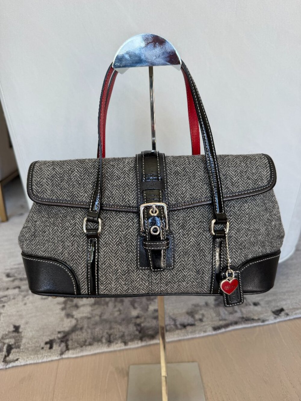 Coach Vintage Y2K Hamptons Wool Herringbone Flap Shoulder Bag (Style: 1409)